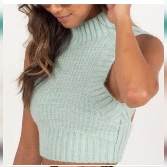 For Love and Lemons Knit Sleeveless Sweater Tank Top Size Large - Picture 1 of 6